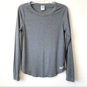 PINK Victoria’s Secret Long Sleeve Crewneck Shirt Gray Medium